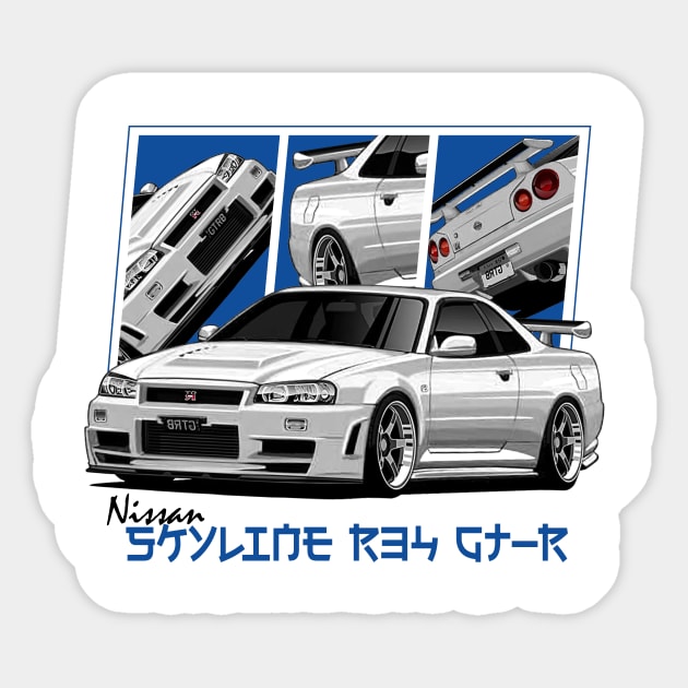 Nissan Skyline r34 GTR, JDM Car Sticker by T-JD